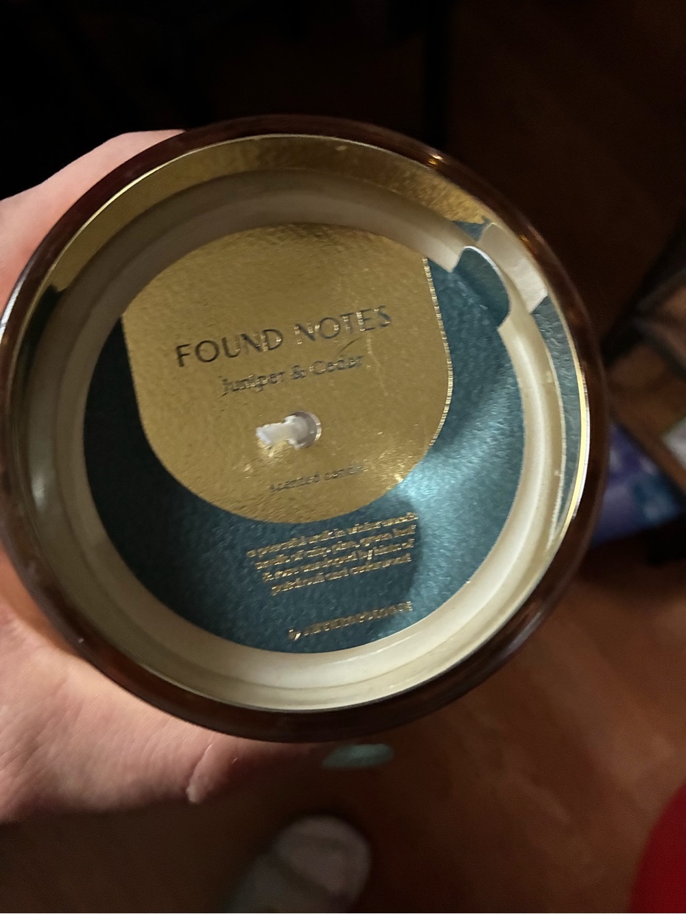 Amber & Cedar Scented Candle - Teal & Gold
